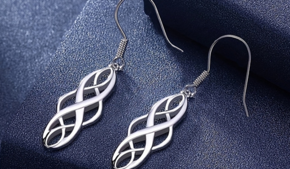 Silver Knotted Dangle Earrings